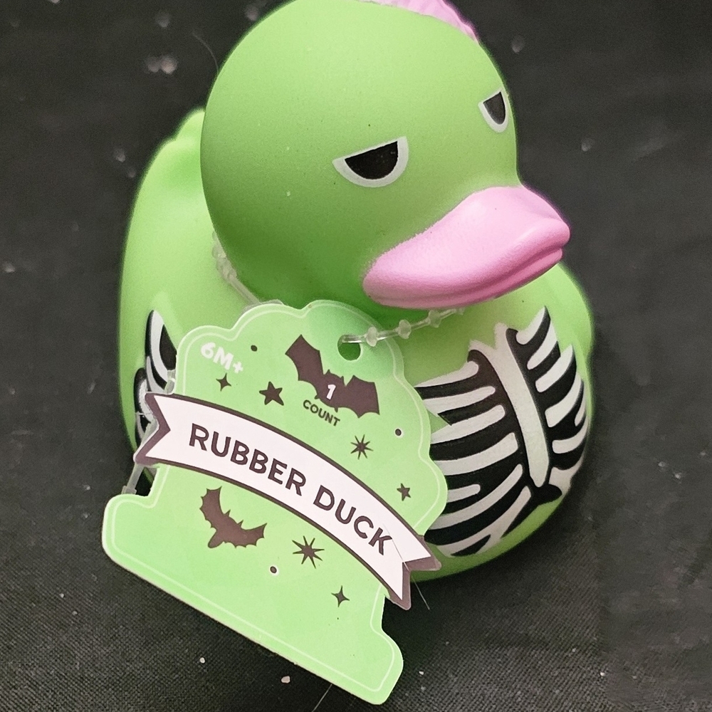 Zombie Skeleton Rubber Duck – Halloween Green & Pink